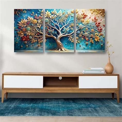 Klasika Magical Tree of Life Canvas Wall Painting – Golden Leaves on ...