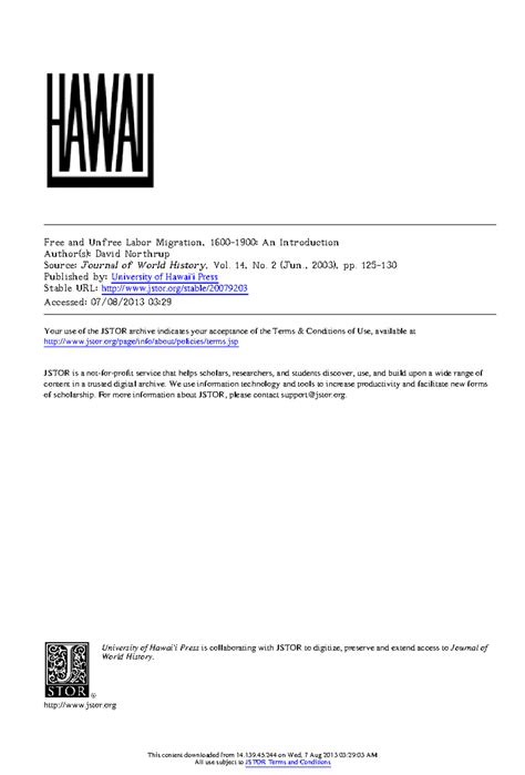 Free and unfree labor - 14, No. 2 (Jun., 2003), pp. 125- Published by ...
