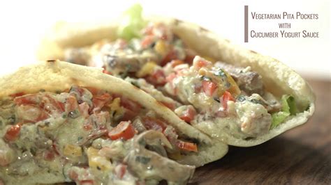 Vegetarian Pita Pockets with Cucumber Yogurt Sauce | Yummefy | Recipe