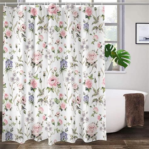 Retro Flower Vintage Rose Floral Shower Curtain Wildflowers Washable ...