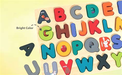 Wudly® Wooden Alphabet Puzzle Board for Kids | A to Z ABC Learning Toy ...