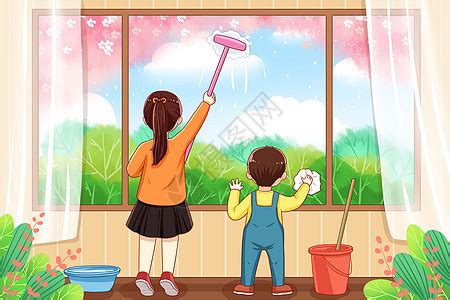 小孩和妈妈一起做家务插画图片下载-正版图片401711493-摄图网