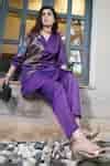 Buy Purple Silk , Silk, Deep Desire Hand Painted Wrap Top And Pant Set ...