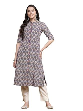 Buy Stylum Women's Floral Printed Rayon A-Line Kurta (MERCURY36_Purple ...