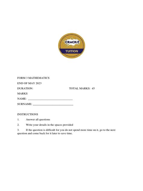 Math Form 3 的图像结果