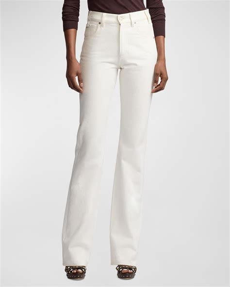 Ralph Lauren Collection Kaida Mid-Rise White Denim Bootcut Jeans ...