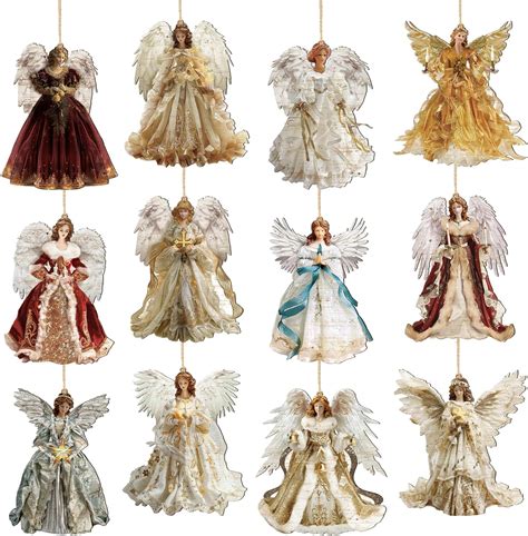 Amazon.com: Syhood 12 Pcs Angel Christmas Ornaments for Tree Wooden ...