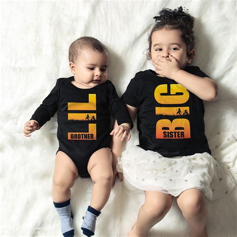 Lil Brother-Big Sister, Matching Bodysuit And Tee For Brother And Sist