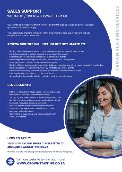 Apply by sending your CV in WORD DOC FORMAT ONLY to: jobs@crownstaffing ...