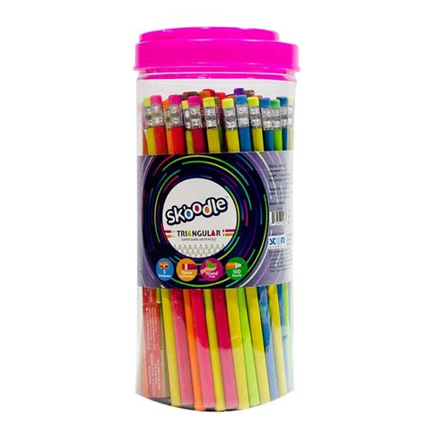 Skoodle Triangular Neon Pencil With Rubber Tip