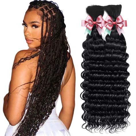 Amazon.com : Deep Wave Bulk Human Hair for Braiding 100% 15A Brazilian ...