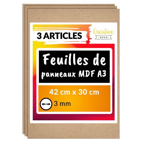Creative Deco 3 x A3 MDF Tablero Madera | 420 x 300 x 3 mm | Perfecto ...