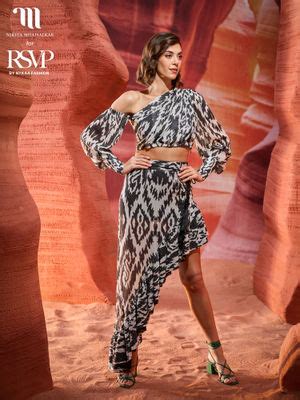 Buy Nikita Mhaisalkar White and Black Printed Ruffled Asymmetric Skirt ...