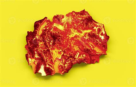 North Macedonia map with the flag Colors Blue and Red Shaded relief map 3d illustration 15478097 ...