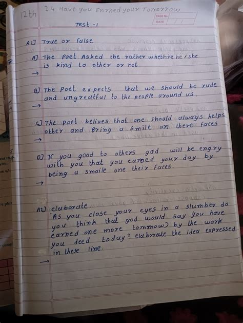 Test -1 A1) True or False A) The Poet Asked the rather whether he/she i..