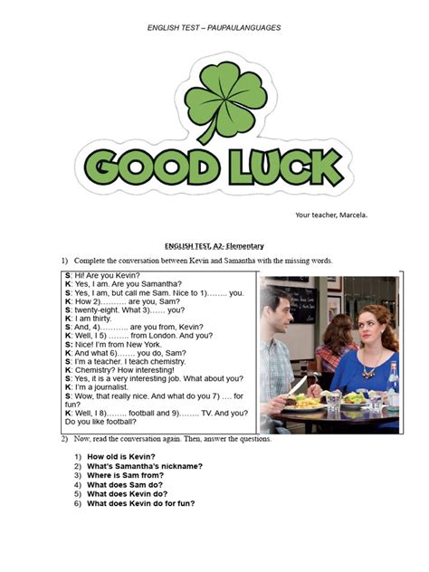 Basic English Test for Beginners 的图像结果