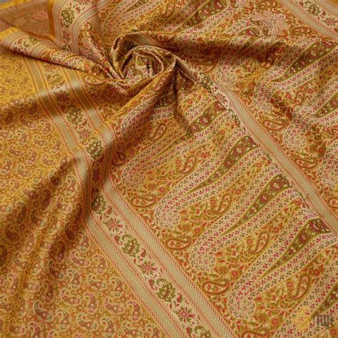 Yellow Pure Soft Satin Silk Tanchoi Jamawar Banarasi Handloom Saree - Tilfi