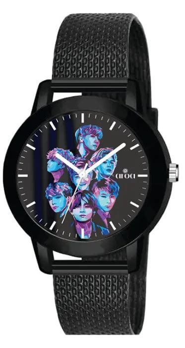 AROA BTS K-Pop Art Watch - Stylish Black Metal Analog Watch