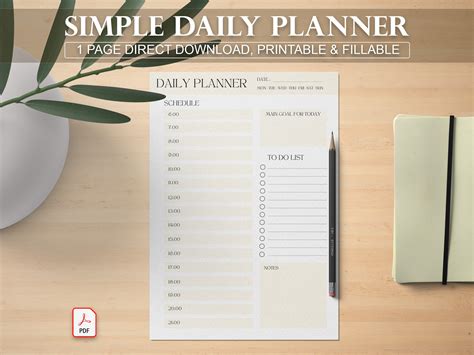 Simple Printable Daily Plan 的图像结果