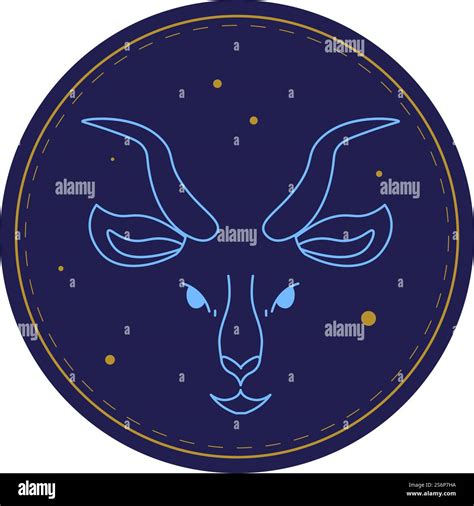 Astrological sign of capricorn, circle horoscope symbol with stars and ...