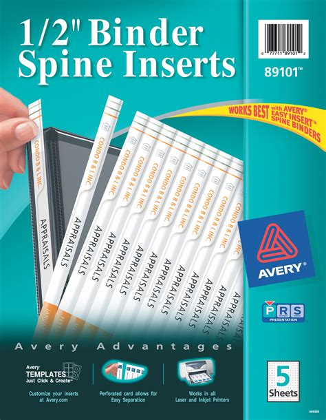 Avery 1/2" Binder Spine Inserts, 80 Inserts (89101) - Walmart.com