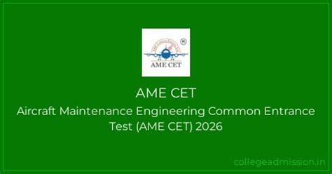 AME CET 2026: Aircraft Maintenance Engineering Common Entrance Test ...