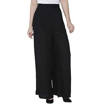 Buy Shiloh Solid Black Rayon Flaired Palazzos for Women at Amazon.in