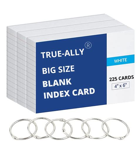 True-Ally Big Size White Index Cards - 4x6 inch, 225 Sheets, with Free ...