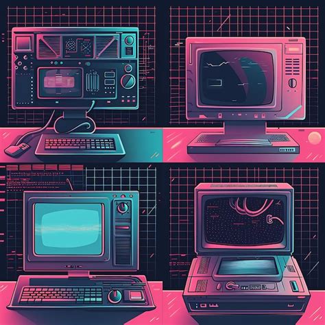 Old Computer Screen Retro-Futuristic Style 的图像结果