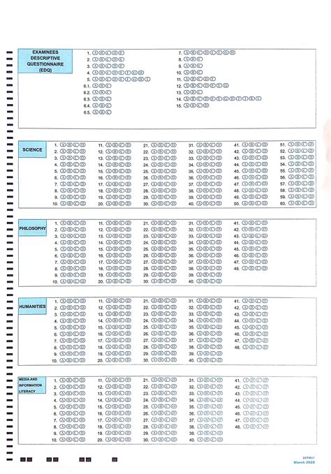 National Achievement Test Grade 12 (NAT12) Answer Sheet for Practice Tests