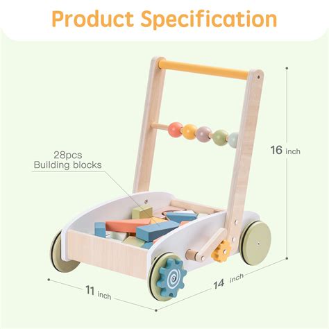 ROBUD Wooden Baby Walkers Push Toys for Babies Learning to Walk with ...