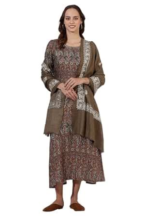 Buy W for Woman Brown Printed Thread Work Shawls & Stole at Amazon.in