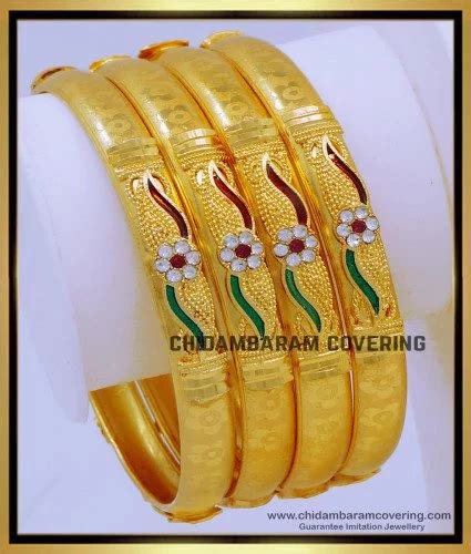 Buy Latest Enamel Stone Gold Bangles Set for Wedding