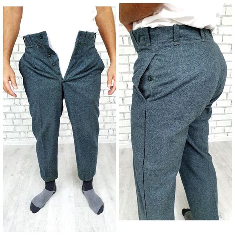 Military Pants Mens Wool Pants Mens Army Pants Retro Pants Gray Wool ...