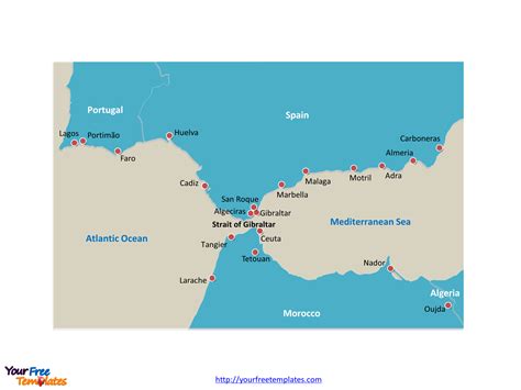 Strait of Gibraltar Map - Free PowerPoint Template