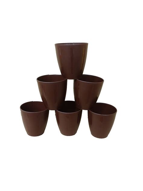 Table top Grey Color Pot with ridges (8 cm Dia x 8 cm Height) Pack of 6 ...