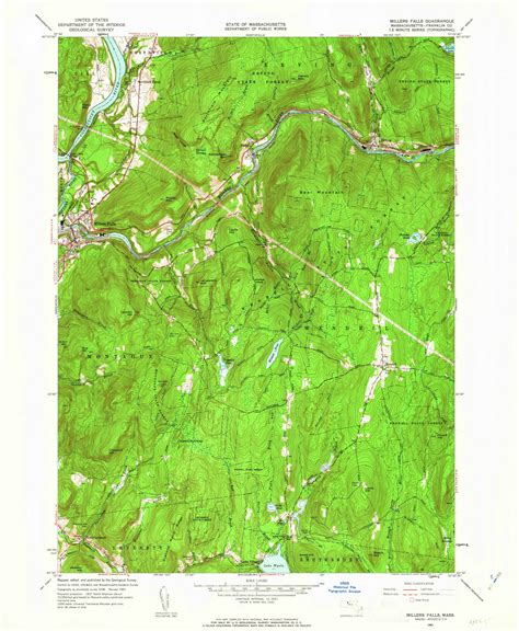 Millers Falls, Massachusetts 1961 (1963) USGS Old Topo Map Reprint 7x7 ...