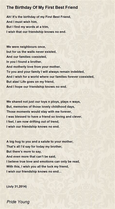 Happy Birthday For Best Friend Poems