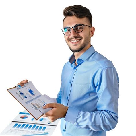 A man is holding a tablet with a graph on it | Premium Photo