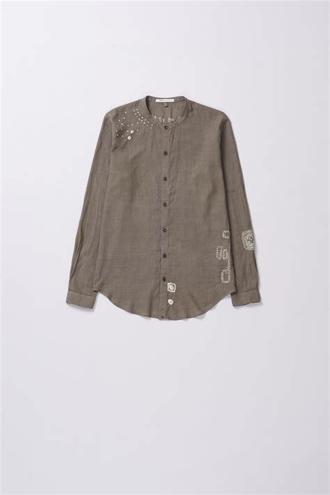 Ash Grey Shibori Cotton Shirt Men | 11.11