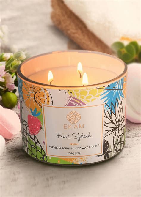 Get EKAM® Fruit Splash Soy Wax Scented Candle|3 Wick Collection - 256 ...
