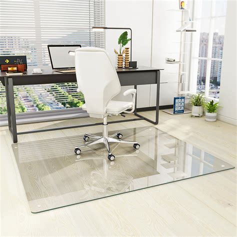 Amazon.com: Lorell Tempered Glass Chairmat with Lip, 53" Width x 45 ...