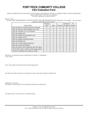 Fillable Online CEU Workshop Evaluation-Form Fax Email Print - pdfFiller