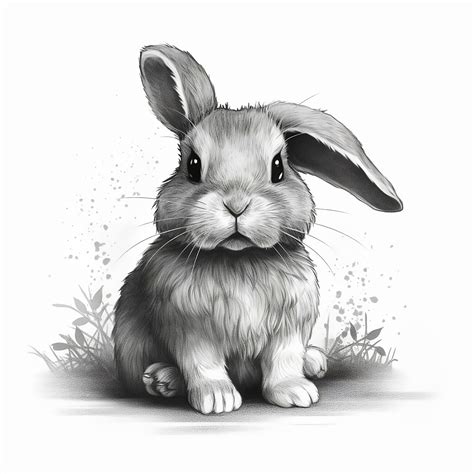 Illustration artistiques | Cute black and white illustration of bunny ...