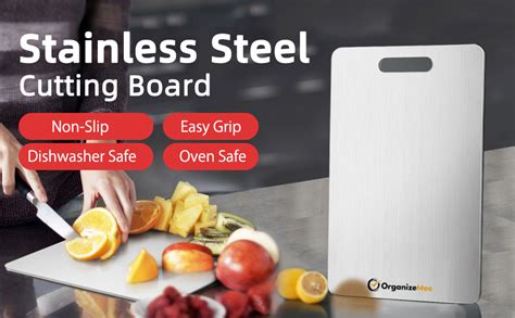 Buy OrganizeMee Large Stainless Steel Cutting Board for Kitchen ...