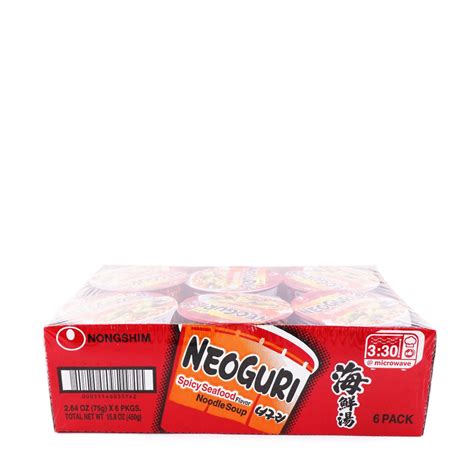 Nongshim Neoguri Noodle Soup Spicy Seafood Flavor Bowl 75g X 6P, 450g ...
