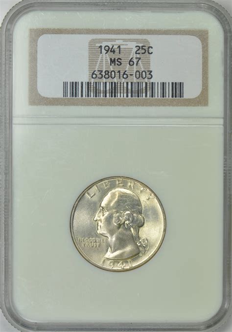 1941 Washington Quarter NGC MS-67 (Item 1771877) | GreatCollections ...