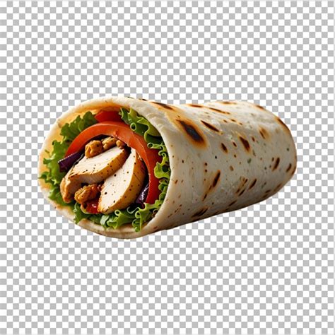 A shawarma pita roll with chicken isolated on transparent background ...