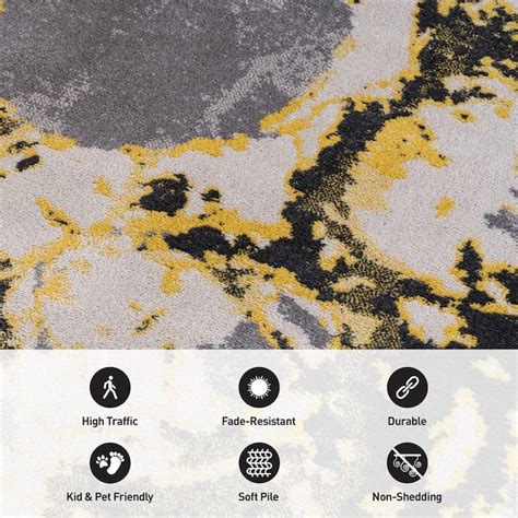 World Rug Gallery 2 X 7 (ft) Yellow Indoor Geometric Global Runner Rug ...