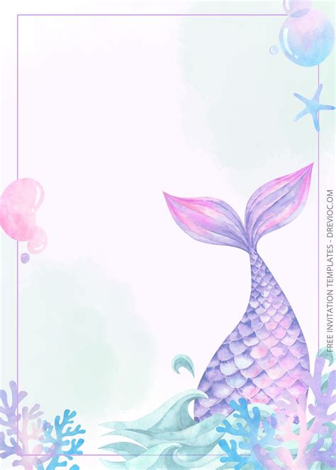 FREE Mermaid Tail Birthday Invitation Templates